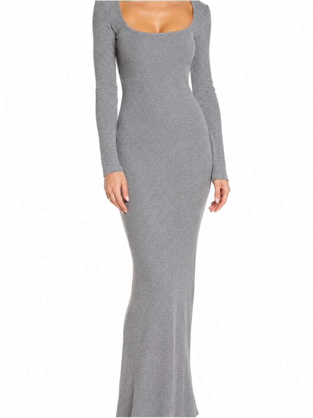 Skims Soft Lounge Ribbed Scoop Neck Maxi Dress Gray Small